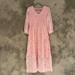 Maternity Pink Lace Dress